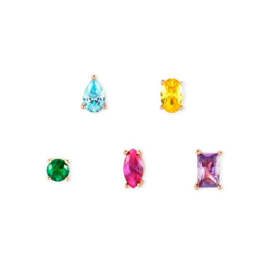 Colour Wave Set of 5 Stud Earrings - Mixed - 149804/026