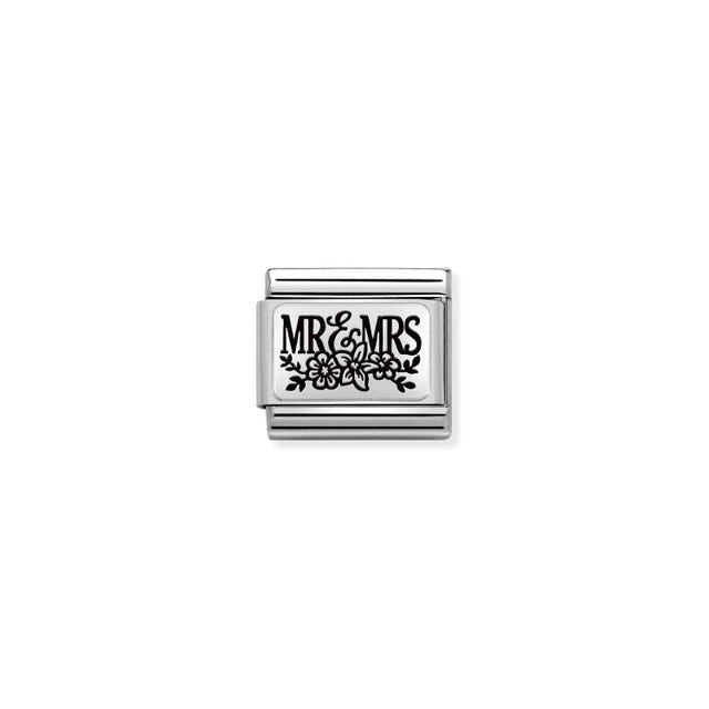 Classic Mr & Mrs Flower Link - Silver - 330111/15
