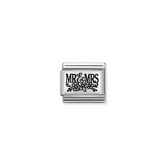 Classic Mr & Mrs Flower Link - Silver - 330111/15