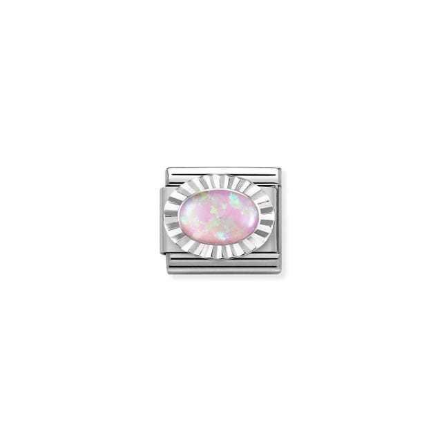 Classic Pink Opal Oval Link - Silver - 330507/38