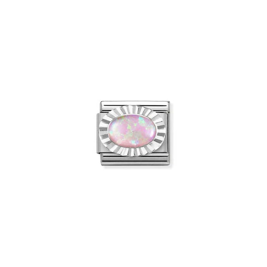 Classic Pink Opal Oval Link - Silver - 330507/38