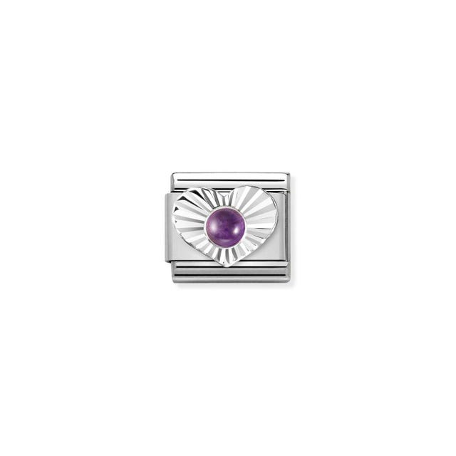 Classic Amethyst Heart Link - Silver - 330508/35