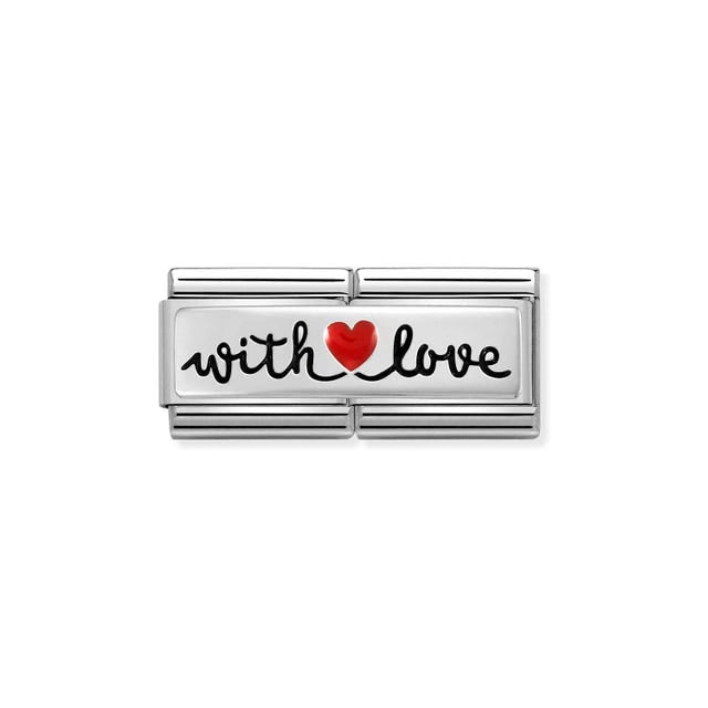 With Love Red Heart Double Link - Silver - 330721/09