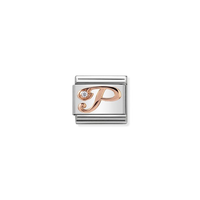 Classic Letter P Link - Rose Gold/Zirconia ~ 430310/16
