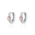 Teardrop Huggie Hoop Earrings - Silver/Pink - SPS-90