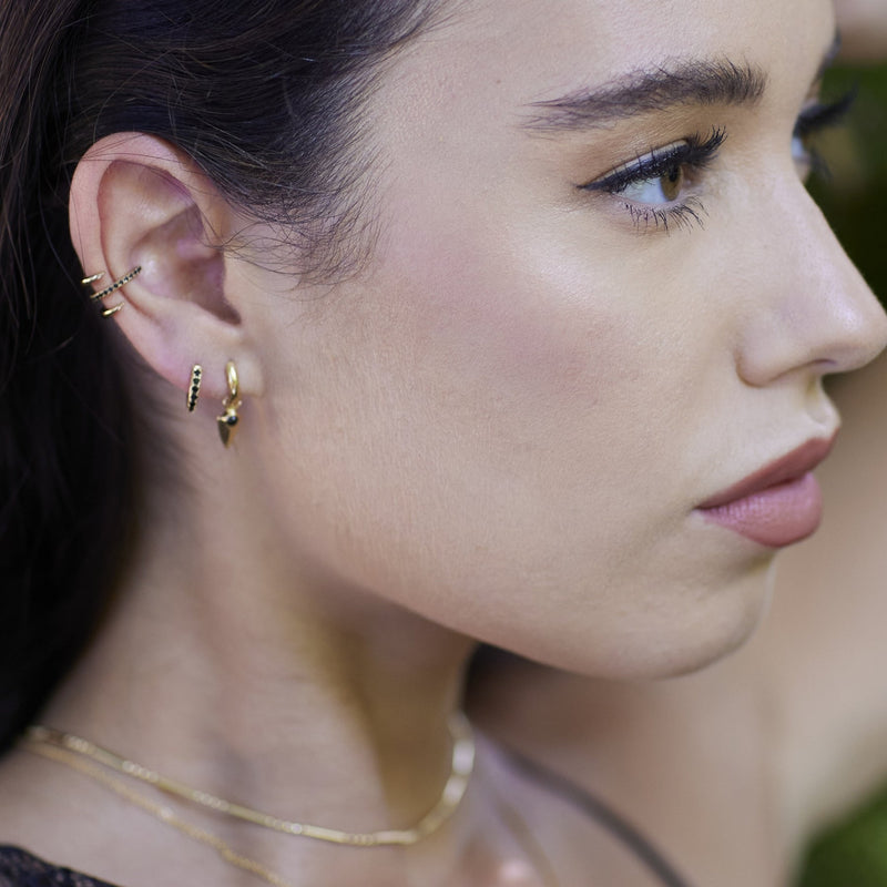 Triple Claw Single Earcuff - Silver/Black - SPS-69