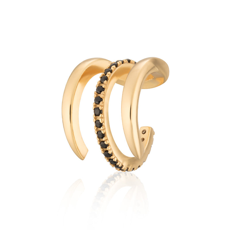 Triple Claw Single Earcuff - Gold/Black - SPG-69