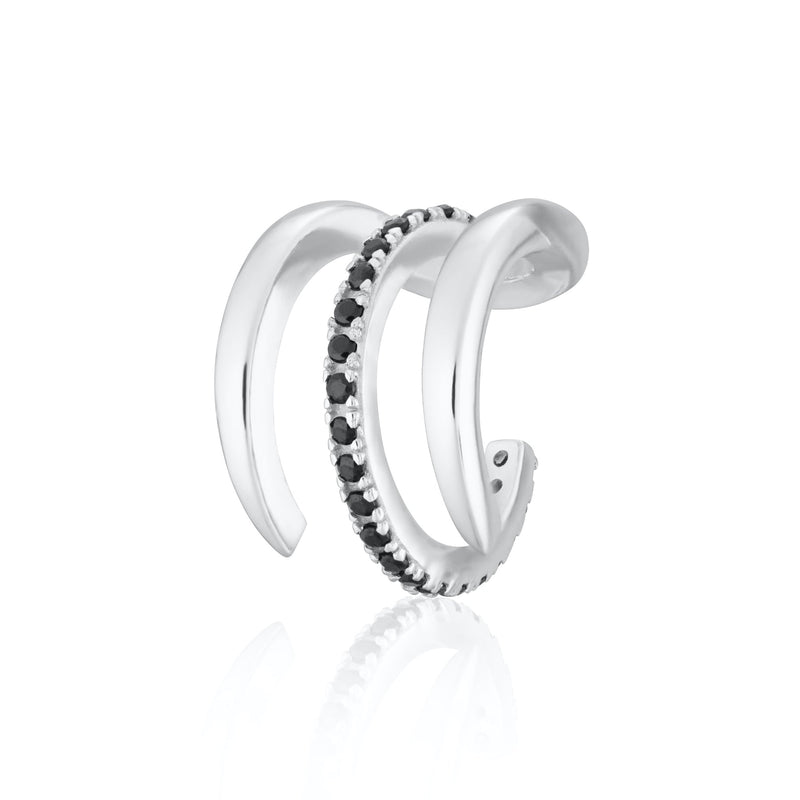 Triple Claw Single Earcuff - Silver/Black - SPS-69