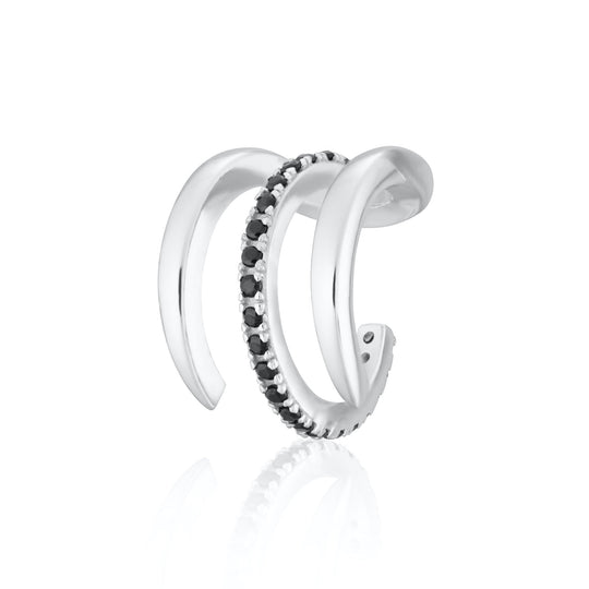 Triple Claw Single Earcuff - Silver/Black - SPS-69