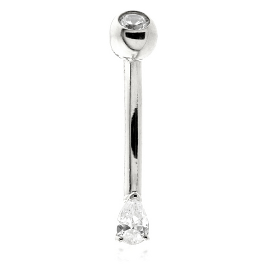 Tear Rook Bar Earring - White Gold - TLRKBAR2-14K-W-1.2-8