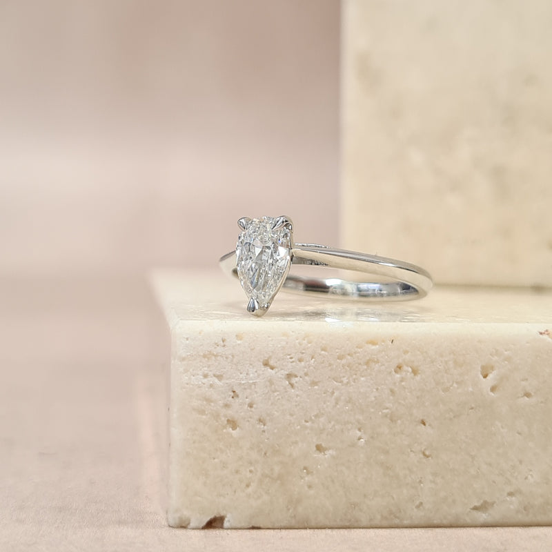 Platinum Pear Shaped Diamond Engagement Ring - 0.70ct