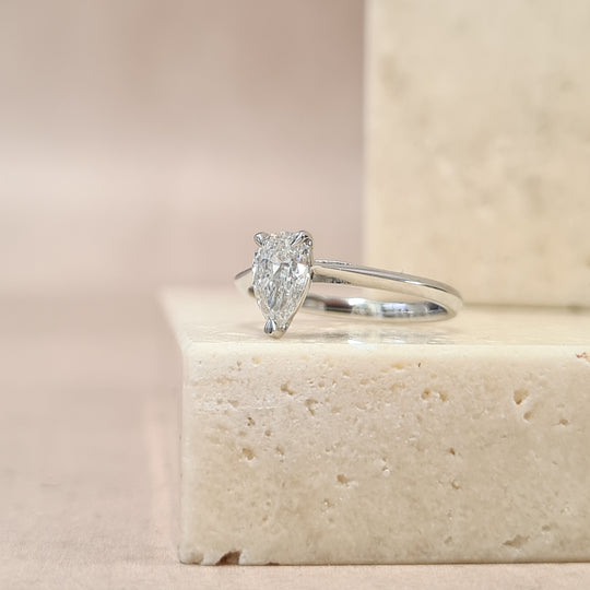 Platinum Pear Shaped Diamond Engagement Ring - 0.70ct