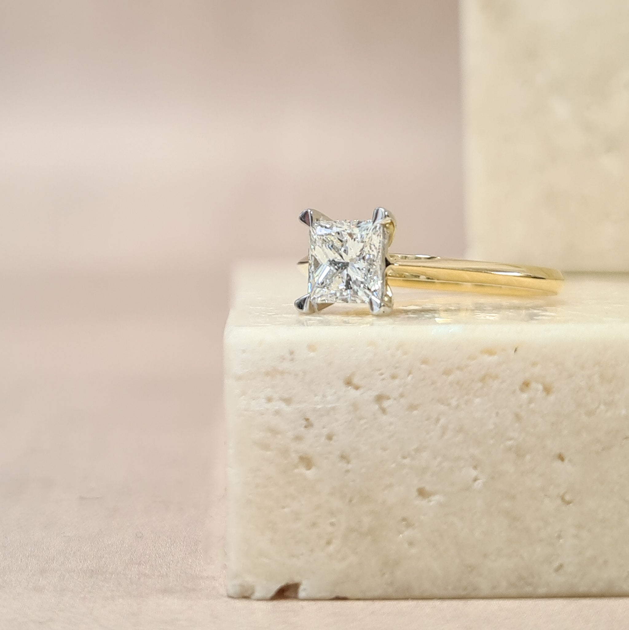 Yellow princess cut diamond on sale ring