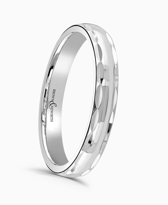 Isaac Palladium Diamond Cut Wedding Ring