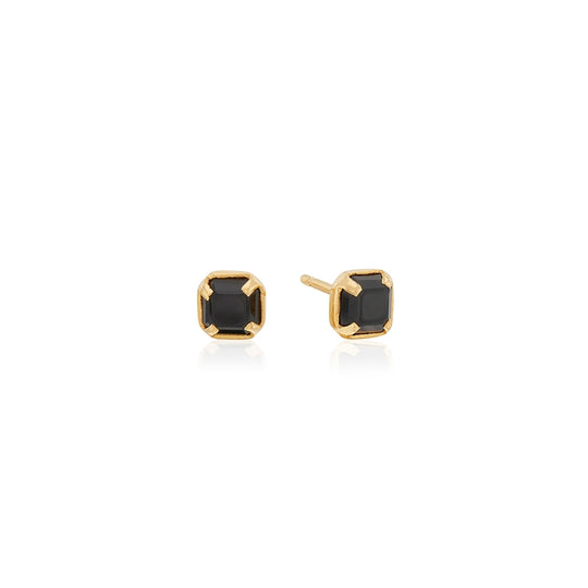 Black Onyx Stud Earrings - Gold - ER10377-GBONX