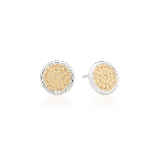 Classic Medium Circle Stud Earrings - Gold & Silver - ER10362 TW