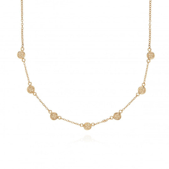 Classic Mini Disc Collar Necklace - Gold - NK10203-GLD