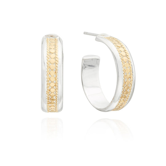 Classic Wide Hoop Earrings - Gold & Silver - ER10360 TWT