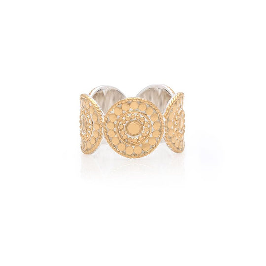 Contrast Dotted Multi-Disc Ring, Size L - Gold - 1313R-GLD