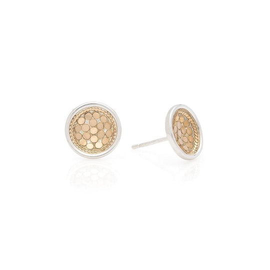 Dish Stud Earrings - Gold/Silver - 0093E-GLD