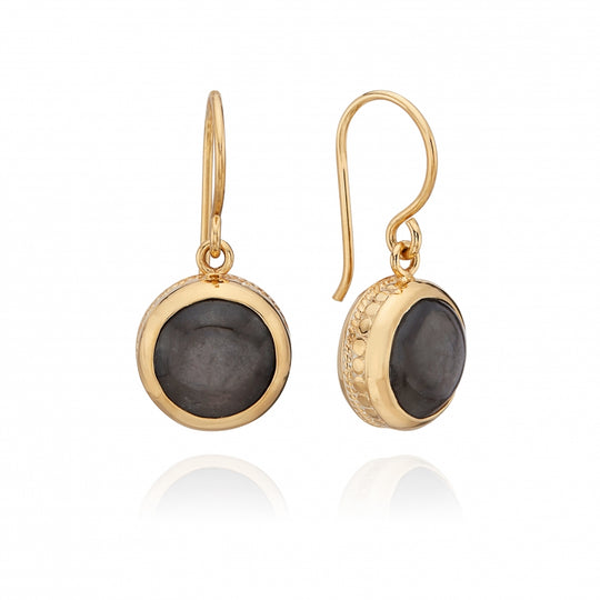 Grey Sapphire Drop Earrings - Gold - ER10326-GGS