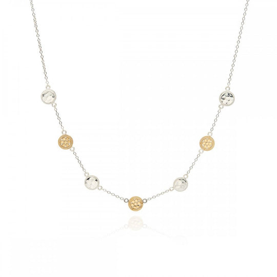 Hammered Station Necklace - Gold & Silver - NK10193-TWT