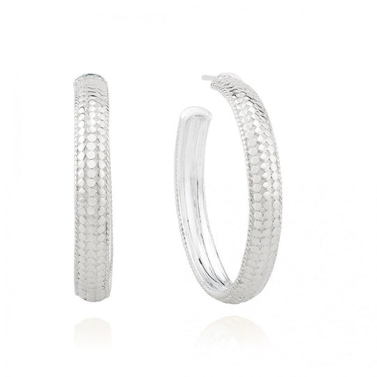 Medium Dome Hoop Earrings - Silver - 4298E SLV