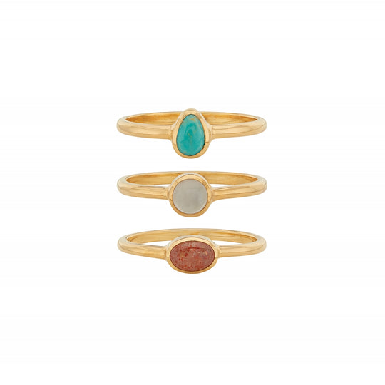 Oasis Dainty Stacking Ring Set, Size P 1/2 - Gold - RG10234-GWMTS-8
