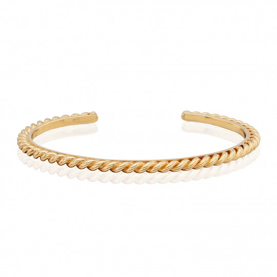 Twisted Cuff Bangle Bracelet - Gold - BR10090-GLD