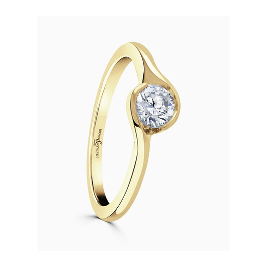 Sunset 18ct Yellow Gold Round Brilliant Cut Diamond Ring - 0.50ct