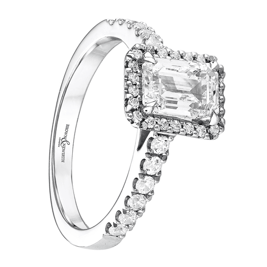 Belinda Emerald Cut Diamond Halo Engagement Ring - 1.35ct