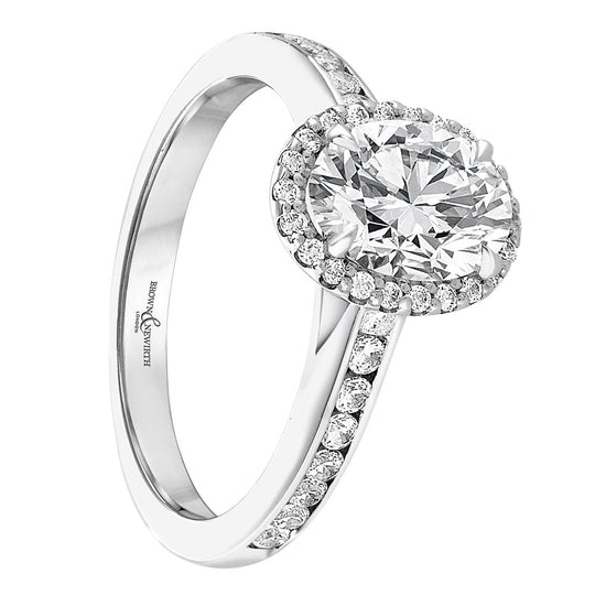 Oval Cut Diamond Halo Engagement Ring - 1.37ct