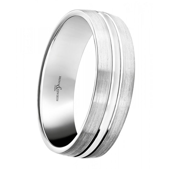 Neptune Palladium Patterned Wedding Ring