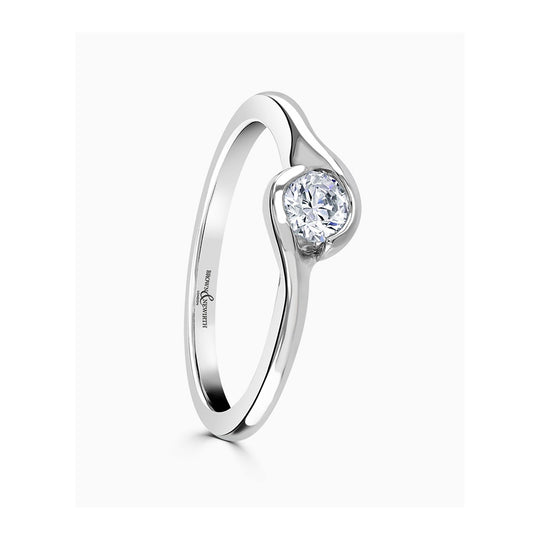 Sunset Platinum Round Brilliant Cut Diamond Ring - 0.33ct