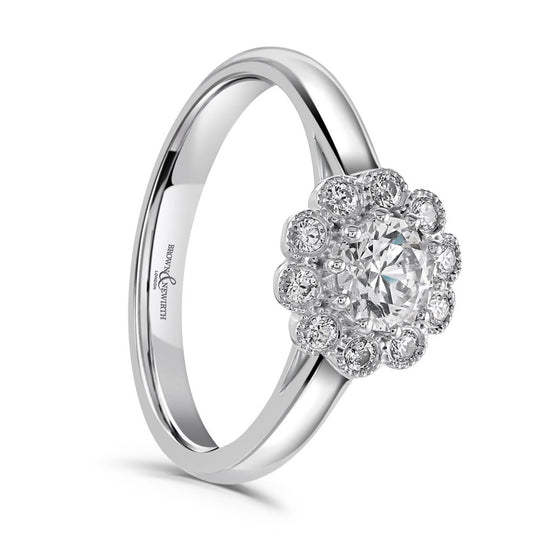 Gwyneth Round Brilliant Cut Diamond Cluster Ring - 0.65ct