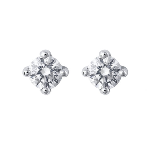 Round Solitaire Diamond Studs - 9ct White Gold - 0.25ct