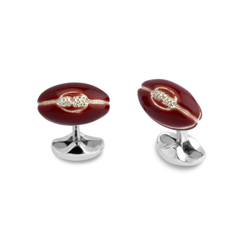 Rugby Ball Cufflinks - Silver - C1522S21