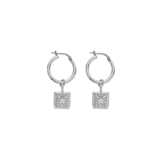 Celestial Wonderer Hoop Earrings - Silver - SEH3189
