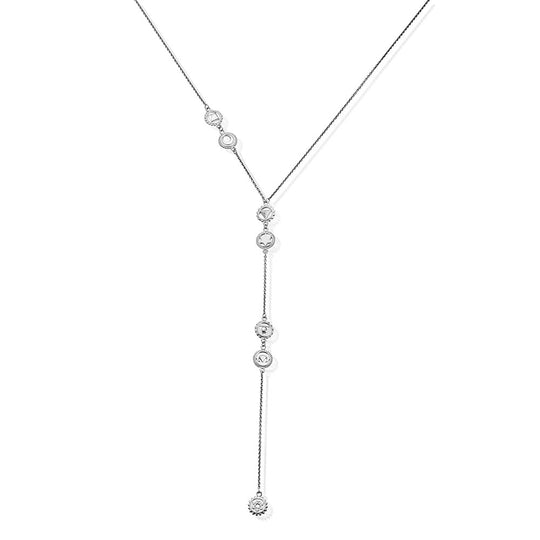 Cherabella Positive Vibes Lariat Necklace - Silver - SNL839