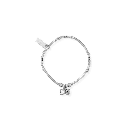 Children's Mini Noodle Cube Double Heart Bracelet - Silver - CSBMNC040