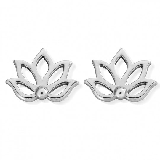 Lotus Stud Earrings - Silver - SEST495
