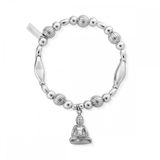 Chunky Pumpkin Zen Buddha Bracelet - Silver - SBCHPUMP605