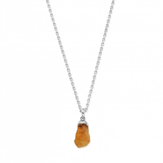 Citrine Raw Nugget Necklace - Silver - SNBC3195