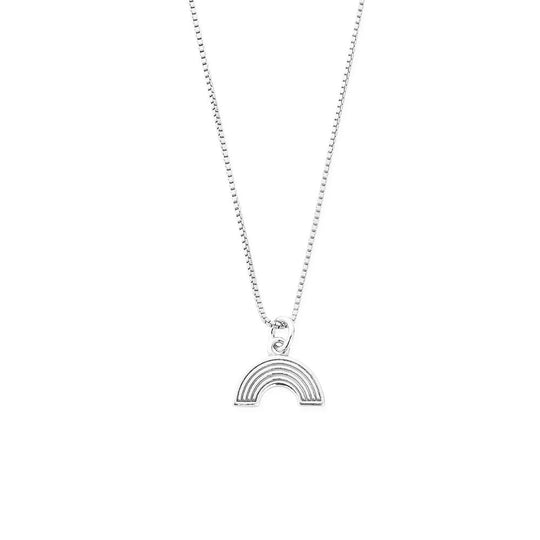 Delicate Box Chain Rainbow Necklace - Silver - SNDB3069