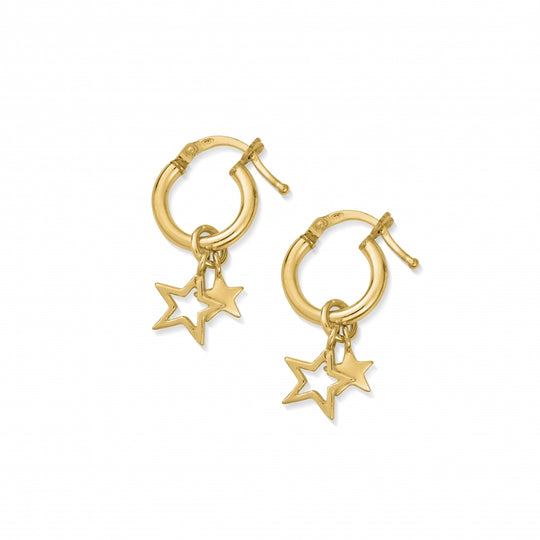 Double Star Hoops - Yellow Gold - GEH1128