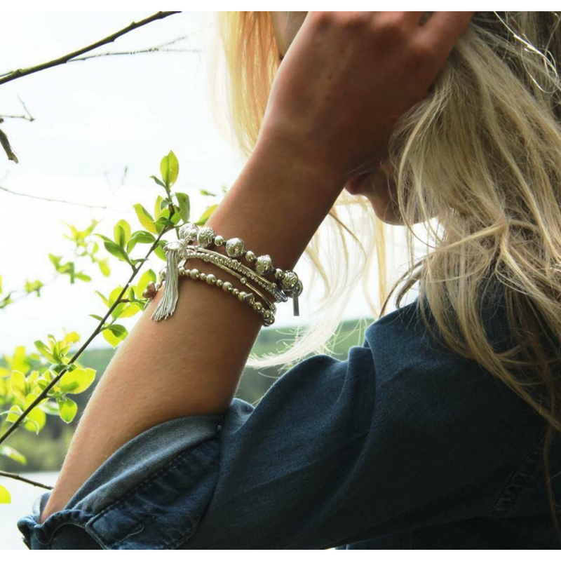 Silver tassel online bracelet