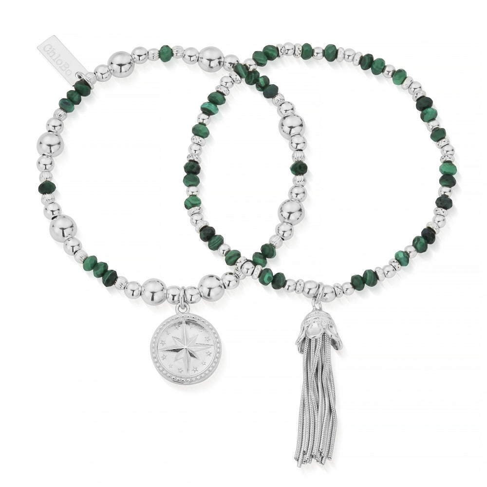 Silver hot sale malachite bracelets