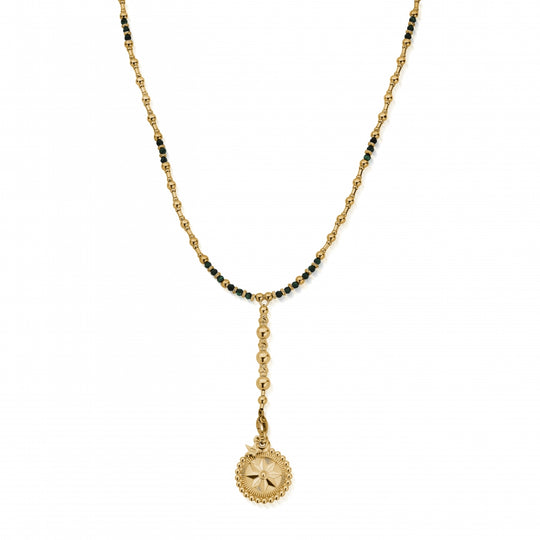 Free Spirit Malachite Lariat Necklace - Gold - GNML3233