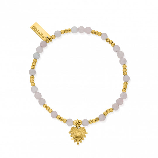 Glowing Beauty Rose Quartz Bracelet - Gold - GBRQFB3197