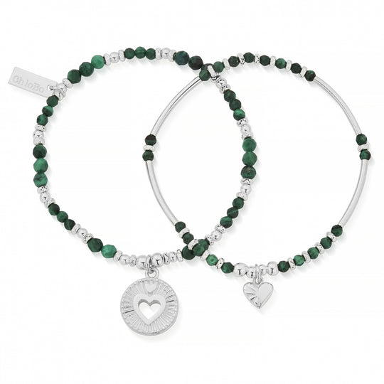 Guiding Love Malachite 2 Bracelets - Silver - SBSETM25183220